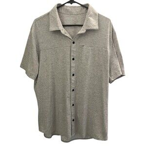 FLX Men's Gray Short Sleeve Button-Up Shirt Knit Cotton Blend Casual XL